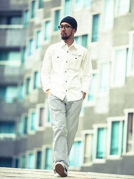 「Back Channel（バックチャンネル）のアイテム（チノパンツ）」を使った、Back Channel®︎さん（メンズ・176cm）の春コーディネート