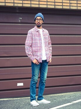 「Back Channel（バックチャンネル）のアイテム（ニットキャップ/ビーニー）」を使った、Back Channel®︎さん（メンズ・176cm）の春コーディネート