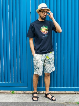 「Back Channel（バックチャンネル）のアイテム（ハット）」を使った、Back Channel®︎さん（メンズ・176cm）の夏コーディネート