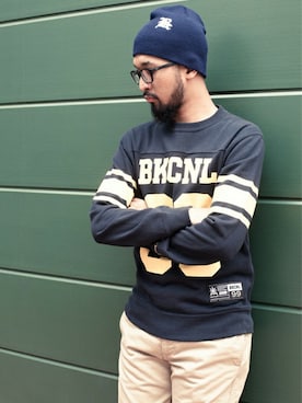「Back Channel（バックチャンネル）のアイテム（スウェット）」を使った、Back Channel®︎さん（メンズ・176cm）の秋コーディネート
