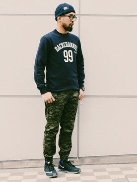 「Back Channel（バックチャンネル）のアイテム（スウェット）」を使った、Back Channel®︎さん（メンズ・176cm）の春コーディネート