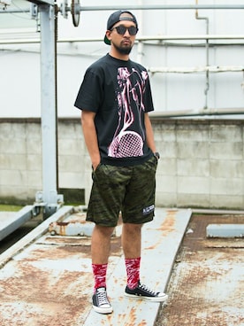 「Back Channel（バックチャンネル）のアイテム」を使った、Back Channel®︎さん（メンズ・176cm）の夏コーディネート