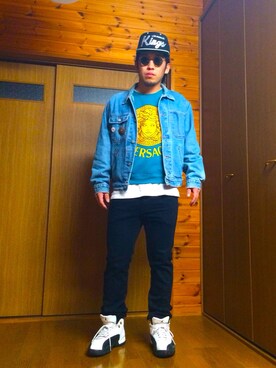 「VERSACE（ヴェルサーチ）のアイテム（スウェット）」を使った、Yuuuukimenさん（メンズ・168cm）の冬コーディネート