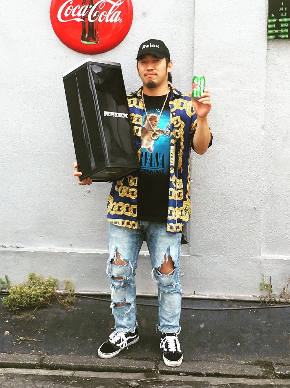 「RADIX、名古屋、富山、VINTAGE、夏コーデ、柄シャツ、RADIXたくさんの思い出をありがとう」｜「ZZZのアイテム（キャップ、ブラック系）」を使った、Yuuuukimenさん（メンズ・168cm）の夏コーディネートの1枚目の写真