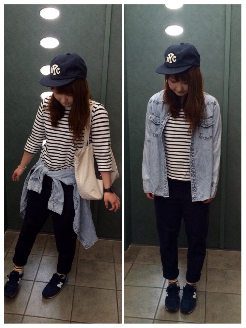 ブルー系のスニーカー、その他のその他トップス、ブルー系のその他パンツを着用したレディースの春コーディネートの1枚目の写真