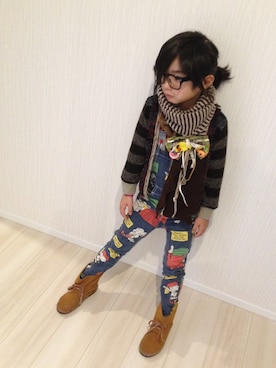 「アイテム（ブーツ）」を使った、miyatti♡さん（キッズ・120cm）の冬コーディネート