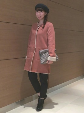 「ムートン」｜「アイテム（ハンチング/ベレー帽）」を使った、mizukiさん（レディース・164cm）の秋コーディネート