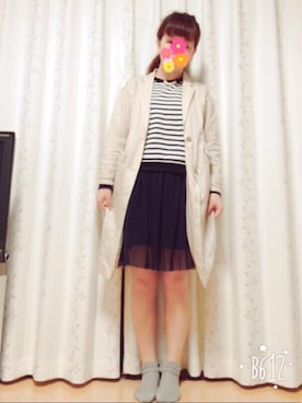 「ベージュのコート」｜「アイテム（ワンピース/ドレス）」を使った、mamiさん（レディース・170cm）の春コーディネート