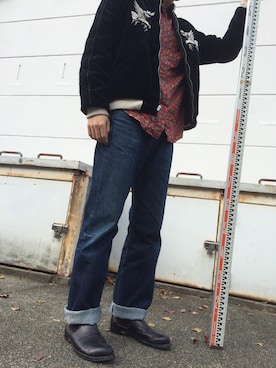 「TAILOR TOYO（テーラートウヨウ）のアイテム（その他アウター）」を使った、040さん（メンズ・166cm）の秋コーディネート