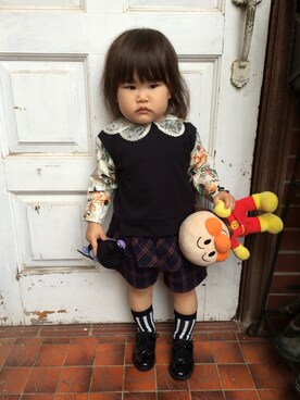 「ぺプラム」｜「アイテム（スウェット）」を使った、zuzumaruさん（キッズ・80cm）の秋コーディネート