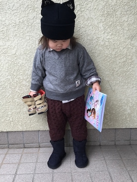 「スウェット×シャツ」｜zuzumaruさん（キッズ・80cm）の冬コーディネート