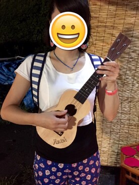 「UNIQLO（ユニクロ）のアイテム（その他パンツ、ブルー系）」を使った、muaさん（レディース・155cm）の夏コーディネート