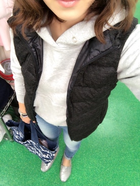 「Avail（アベイル）のアイテム（パーカー、グレー系）」を使った、なーさんさん（レディース・160cm）の秋コーディネート