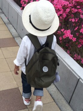 「abcd（ナシ）のアイテム（バッグ）」を使った、kaaaさん（キッズ・100cm）の春コーディネート