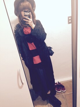 「HELL CAT PUNKS（ヘルキャットパンクス）のアイテム（トップス）」を使った、M▲HOさん（レディース・163cm）の秋コーディネート