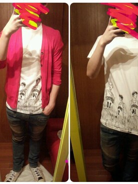 「スラムダンク（Tシャツ/カットソー、ホワイト系）」を使った、Ririさんの春コーディネート