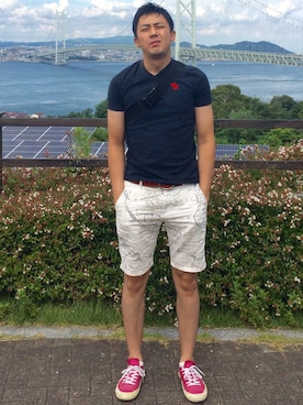 「SEAL（シール）のアイテム（バッグ）」を使った、汗疹さん（メンズ・177cm）の夏コーディネート