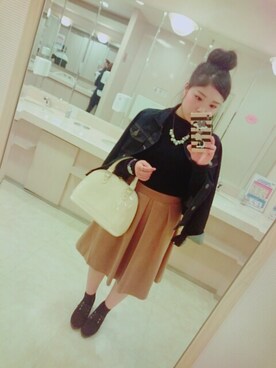 「index（インデックス）のアイテム（スカート、ブラウン系）」を使った、MAYU-PINさん（レディース・147cm）の秋コーディネート