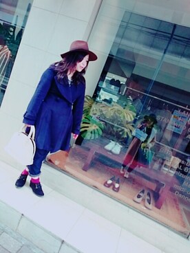 「BE  RADIANCE   のアイテム（ピーコート、ブルー系）」を使った、MAYU-PINさん（レディース・147cm）の冬コーディネート