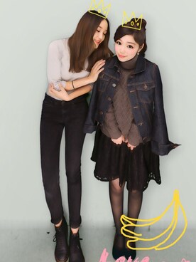 「不明のアイテム（ワンピース、グレー系）」を使った、MAYU-PINさん（レディース・147cm）の冬コーディネート