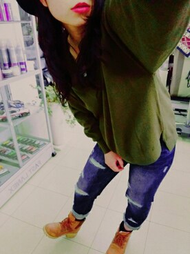 「INGNI（イング）のアイテム（ニット/セーター、グリーン系）」を使った、MAYU-PINさん（レディース・147cm）の冬コーディネート