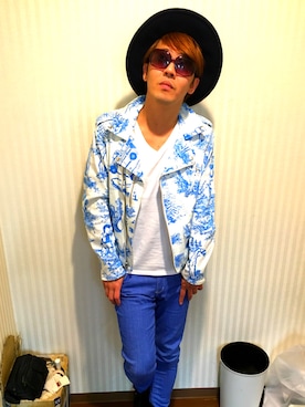「Rodeo Crowns（ロデオクラウンズ）のアイテム（Tシャツ/カットソー）」を使った、DENPEI SAKAIさん（メンズ・170cm）の春コーディネート