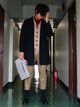 「タッセルローファー」｜「アイテム（その他アウター）」を使った、たらおさん（メンズ・173cm）の冬コーディネート