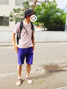 「WEGO（ウィゴー）のWEGO/プレーンメトロハット（ハット、ブラック系）」を使った、®sanさん（メンズ・171cm）の夏コーディネート