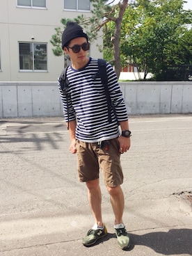 「WEGO（ウィゴー）のWEGO/コットンニットキャップ（ニットキャップ/ビーニー、ブラック系）」を使った、®sanさん（メンズ・171cm）の秋コーディネート