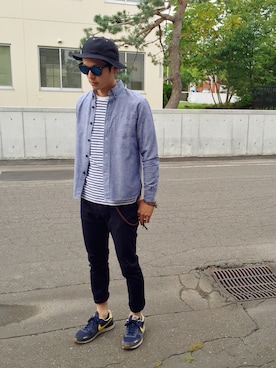 「WEGO（ウィゴー）のWEGO/プレーンメトロハット（ハット、ブラック系）」を使った、®sanさん（メンズ・171cm）の秋コーディネート