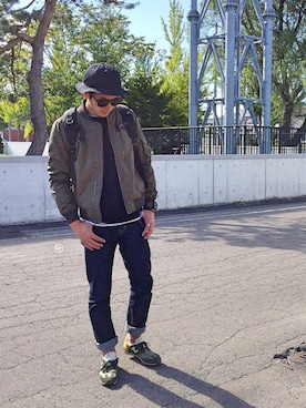 「WEGO（ウィゴー）のWEGO/プレーンメトロハット（ハット、ブラック系）」を使った、®sanさん（メンズ・171cm）の秋コーディネート