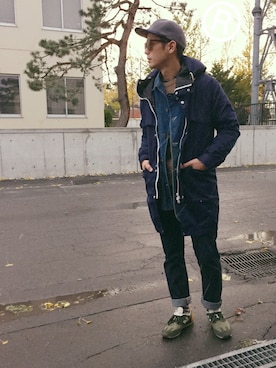 「アイテム（その他アウター、ブルー系）」を使った、®sanさん（メンズ・171cm）の秋コーディネート