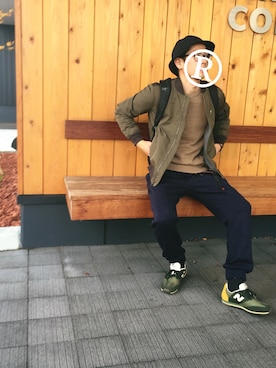 「WEGO（ウィゴー）のWEGO/プレーンメトロハット（ハット、ブラック系）」を使った、®sanさん（メンズ・171cm）の秋コーディネート