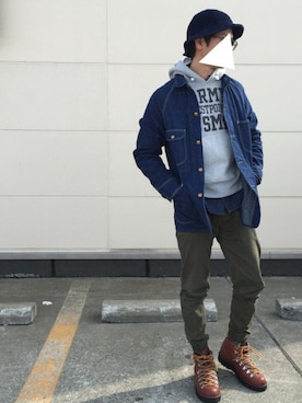 「orslow」｜「アイテム（カバーオール）」を使った、®sanさん（メンズ・171cm）の春コーディネート