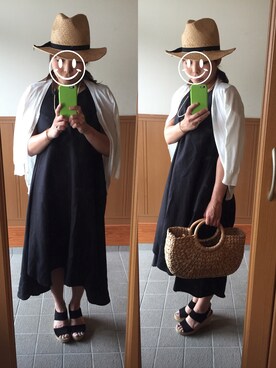 「NOMBRE IMPAIR（ノンブルアンペール）のアイテム（カーディガン/ボレロ）」を使った、まこさん（レディース・155cm）の夏コーディネート