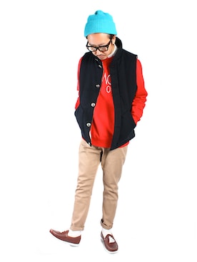 「atmos（アトモス）のアイテム（スウェット）」を使った、SIDEMILITIAinc.さん（メンズ・172cm）の冬コーディネート