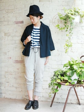 「JOURNAL STANDARD LUXE（ジャーナルスタンダード　ラックス）のアイテム（ノーカラージャケット）」を使った、A.Kさん（レディース・161cm）の秋コーディネート
