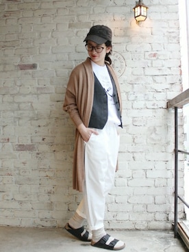 「サンダルに靴下」｜A.Kさん（レディース・161cm）の冬コーディネート