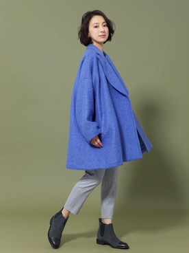 「Aラインコート」｜「アイテム（ブーティ）」を使った、KAMILiさん（レディース・165cm）の冬コーディネート