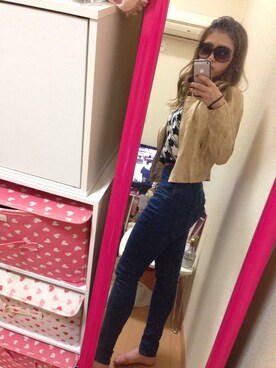 「SPIRALGIRL（スパイラルガール）のアイテム（ノーカラージャケット）」を使った、ま〜ちゃんさん（レディース・156cm）の春コーディネート