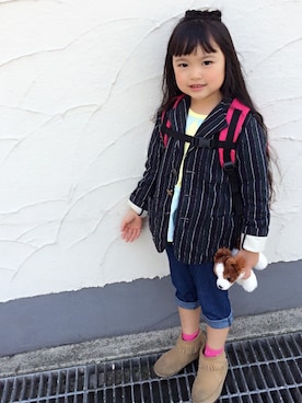 「GO TO HOLLYWOOD（ゴートゥーハリウッド）のアイテム（テーラードジャケット）」を使った、sue*sueさん（キッズ・110cm）の春コーディネート
