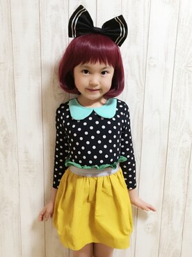 「アイテム（イエロー系）」を使った、sue*sueさん（キッズ・110cm）の春コーディネート