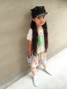 「MoL（モル）のアイテム（帽子）」を使った、sue*sueさん（キッズ・110cm）の夏コーディネート