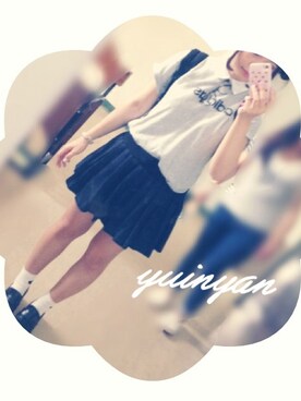 「Manhattan Portage（マンハッタンポーテージ）のBig Apple Backpack M（バックパック/リュック、ブラック系）」を使った、ゆいにゃんさん（レディース・158cm）の夏コーディネート