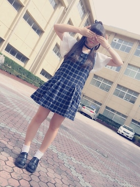 「Manhattan Portage（マンハッタンポーテージ）のBig Apple Backpack M（バックパック/リュック、ブラック系）」を使った、ゆいにゃんさん（レディース・158cm）の夏コーディネート