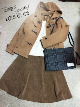 「アイテム（クラッチバッグ、グレー系）」を使った、らんぐれー♡さん（レディース・156cm）の冬コーディネート