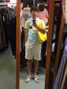 「MARC JACOBS（マークジェイコブス）のアイテム（トートバッグ）」を使った、さんぜん あっせいさん（メンズ・168cm）の夏コーディネート