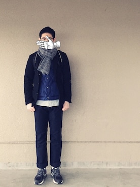 「Adam Kimmel×Carhart（アダムキメルカケルカーハート）のアイテム（テーラードジャケット）」を使った、ドンコニさん（メンズ・175cm）の冬コーディネート