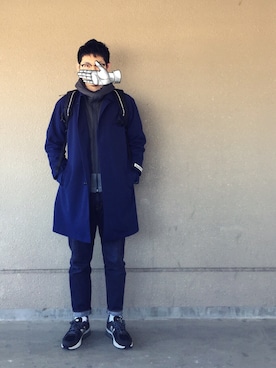 「and wander（アンドワンダー）のアイテム（パーカー）」を使った、ドンコニさん（メンズ・175cm）の冬コーディネート