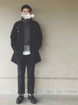 「and wander（アンドワンダー）のアイテム（パーカー）」を使った、ドンコニさん（メンズ・175cm）の冬コーディネート